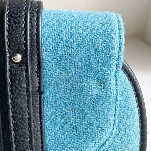 Glen Appin Harrirs Tweed Blue Wool  Small Square Crossbody Bag - Picture 9 of 9